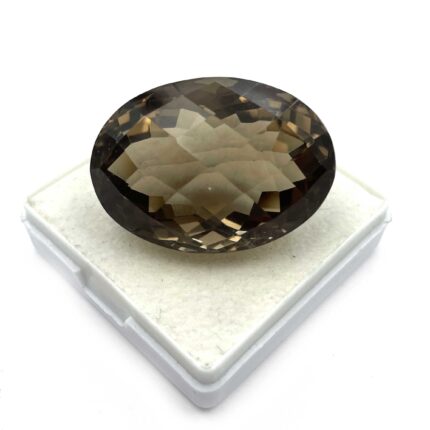 Natural Smoky Oval Checker Cut Loose Gemstone Lot 23*33 MM 90 CT 1 Pcs