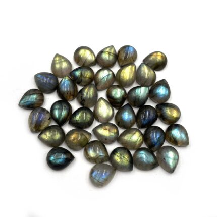 Natural Labradorite Pear Cabochon Loose Gemstone Lot 22 Pcs 10*12 MM 100 CT