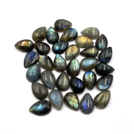 Natural Labradorite Pear Cabochon Loose Gemstone Lot 24 Pcs 8.5*12-9*15 MM 100CT