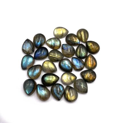 Natural Labradorite Pear Cabochon Loose Gemstone Lot 34 Pcs 8.5*11-9*11 MM 100CT