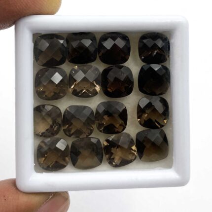 Natural Smoky Cushion Checker Cut Loose Gemstone Lot 8 MM 70 CT 37 Pcs