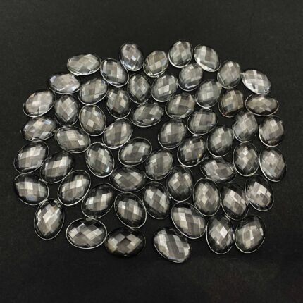 Natural Crystal Quartz Oval Checker Cut Loose Stone Lot 12 Pcs 13*18 MM 101 CT