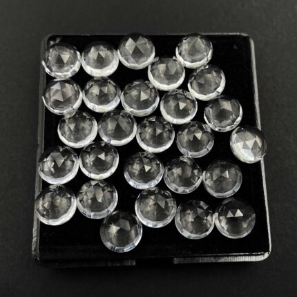 Natural Crystal Quartz Round Checker Cut Loose Stone Lot 28 Pcs 10 MM 102 CT