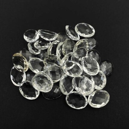 Natural Crystal Quartz Oval Checker Cut Loose Stone Lot 16 Pcs 12*16 MM 101 CT