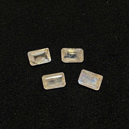 Natural Rainbow Moonstone Octagon Cut Loose Gemstone Lot 4 Pcs 4*6 MM 2.4 CT