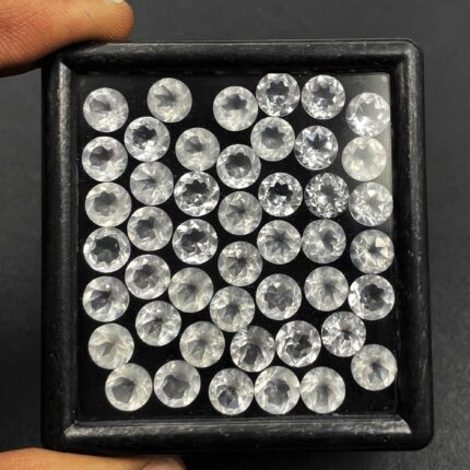 Natural Crystal Quartz Round Cut Loose Stone Lot 83 Pcs 7 MM 100 CT