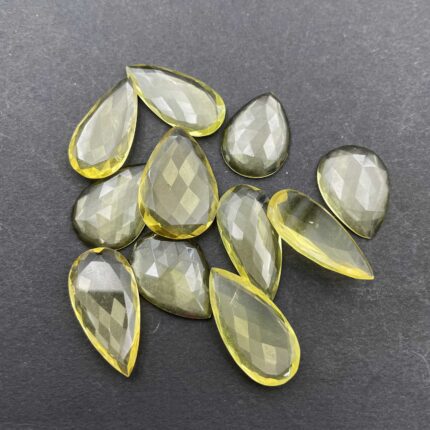 Natural Lemon Quartz Pear Rose Cut Loose Gemstone Lot 11Pcs 18x25-20x30 MM 167CT