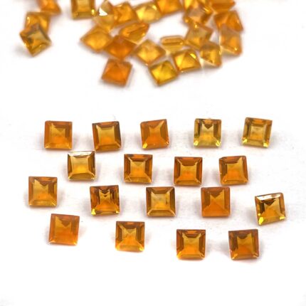Natural Mexican Fire Opal Square Cut Loose Gemstone Lot 97 Pcs 3 MM 9 CT