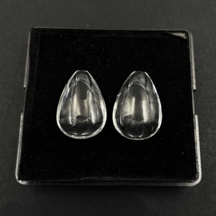 Natural Crystal Quartz Pear Cabochon Loose Stone Lot 2 Pcs 17*24 MM 47 CT
