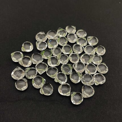 Natural Crystal Quartz Heart Briolette Cut Cross Drill Gemstone 44 Pcs 8MM 65 CT