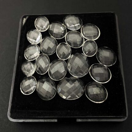 Natural Crystal Quartz Oval Checker Cut Loose Stone Lot 16 Pcs 7*9-12*14 MM 50CT