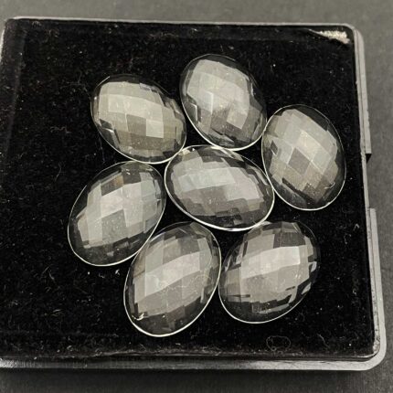 Natural Crystal Quartz Oval Checker Cut Loose Stone Lot 7 Pcs 13*18 MM 60 CT