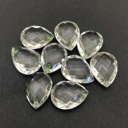 Natural Crystal Quartz Pear Briolette Cut Loose Stone Lot 9 Pcs 15X20 MM 111 CT