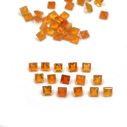 Natural Mexican Fire Opal Square Cut Loose Gemstone Lot 95 Pcs 2.5 MM 6.85 CT