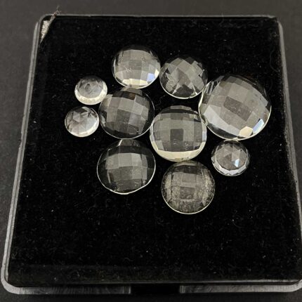 Natural Crystal Quartz Round Checker Cut Loose Stone Lot 10 Pcs 7-16 MM 46 CT