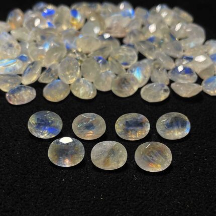 Natural Rainbow Moonstone Oval Cut Loose Gemstone Lot 21 Pcs 8*10 MM 50 CT