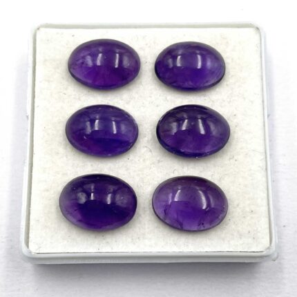 Natural Amethyst Cabochon Oval Loose Gemstone 14 Pcs 11*15 MM 101 CT