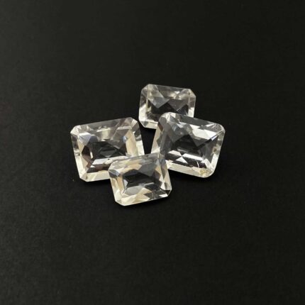 Natural Crystal Quartz Octagon Checker Cut Loose Stone Lot 4 Pcs 7*9-9*11MM 12CT