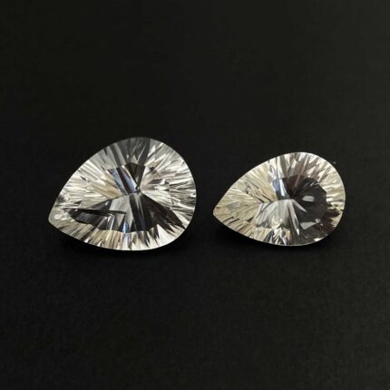 Natural Crystal Quartz Pear Concave Cut Loose Stone Lot 2Pcs 10*14-12*16MM 12 CT