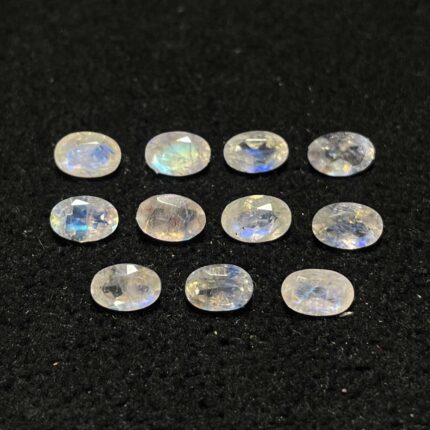 Natural Rainbow Moonstone Oval Cut Loose Gemstone Lot 11 Pcs 4*6 MM 4.7 CT