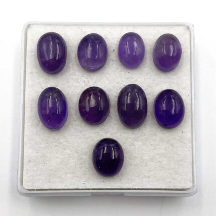 Natural Amethyst Cabochon Oval Loose Gemstone 9 Pcs 8*11.5-8.5*12 MM 33 CT