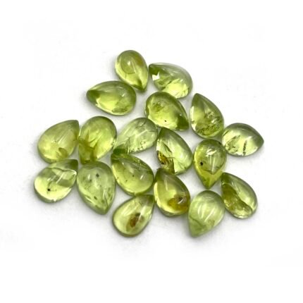 100 CT Natural Peridot Pear Loose Gemstone Cabochon Lot 190 Pcs 4x6 mm
