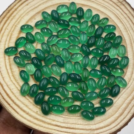 Natural Green Onyx Oval Cabochon Loose Gemstone Lot 135 Pcs 4*6 MM 75 CT