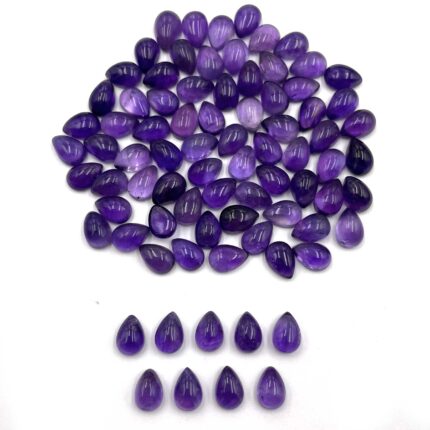 Natural Amethyst Cabochon Pear Loose Gemstone 69 Pcs 6*9 MM 100 CT