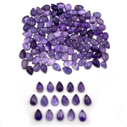 Natural Amethyst Cabochon Pear Loose Gemstone 81 Pcs 6*9 MM 100 CT