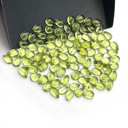 100 CT Natural Peridot Pear Loose Gemstone Cabochon Lot 4x6 mm 189 Pcs
