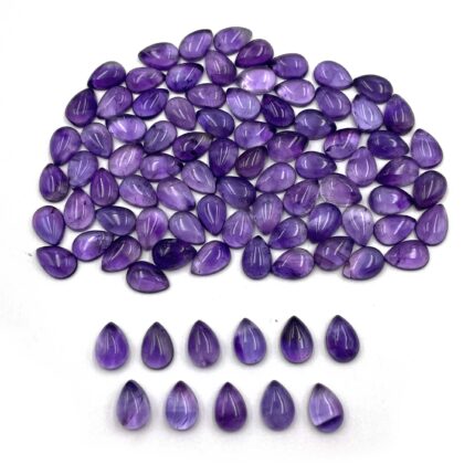 Natural Amethyst Cabochon Pear Loose Gemstone 55 Pcs 7*10 MM 100 CT