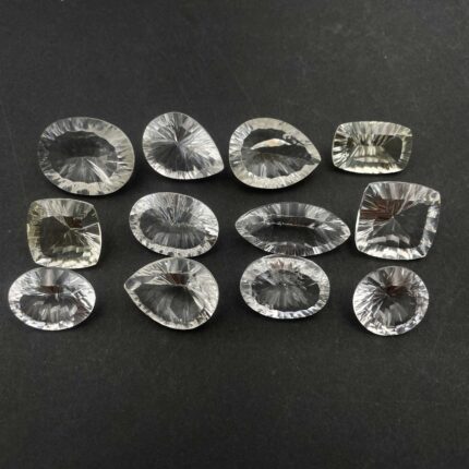 Natural Crystal Quartz Mix Shape Concave Cut Gemstone 4 Pcs 15x20-22-32 MM 104CT