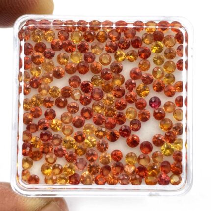 Natural Orange Sapphire Round Cut Loose Gemstone Lot 25 Pcs 2.50 mm 2 CT