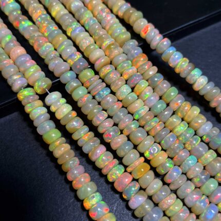 Natural Ethiopian Opal Multi Fire Gemstone Rondelle Beads 4-6 mm 60 CT 17 Inch