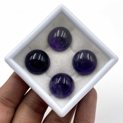 Natural Amethyst Cabochon Round Loose Gemstone 6 Pcs 16 MM 102 CT