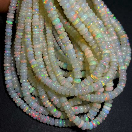 Natural Ethiopian Opal Multi Fire Gemstone Rondelle Beads 4-7 mm 54 CT 17 Inch