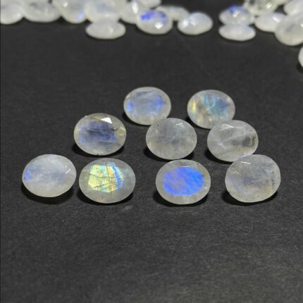 Natural Rainbow Moonstone Oval Cut Loose Gemstone Lot 29 Pcs 9*11 MM 96 CT
