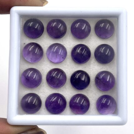 Natural Amethyst Cabochon Round Loose Gemstone 37 Pcs 9 MM 100 CT