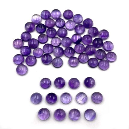 Natural Amethyst Cabochon Round Loose Gemstone 36 Pcs 9 MM 100 CT