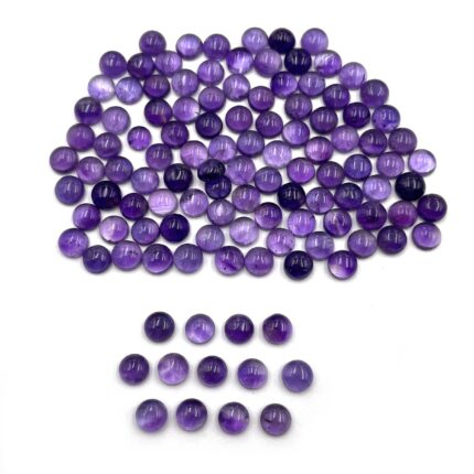Natural Amethyst Cabochon Round Loose Gemstone 114 Pcs 6 MM 100 CT