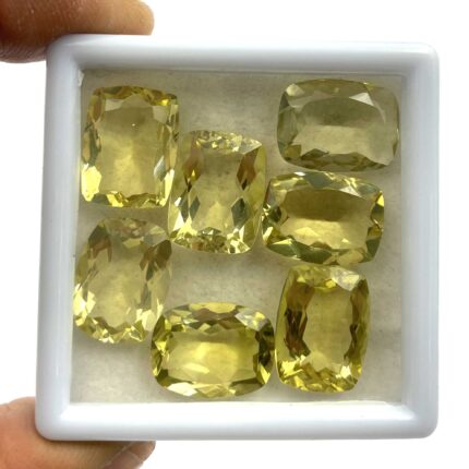 Natural Lemon Quartz Cushion Cut Loose Gemstone Lot 9 Pcs 12*16 MM 82 CT