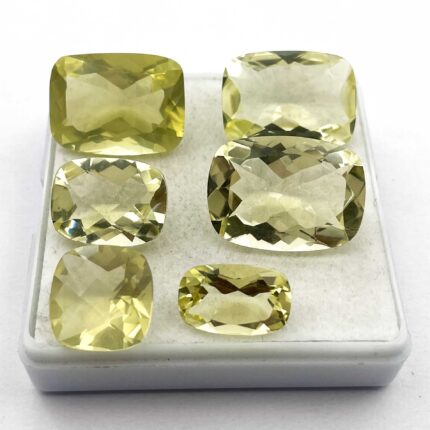 Natural Lemon Quartz Cushion Cut Loose Gemstone Lot 13 Pcs 7-15 MM 100 CT