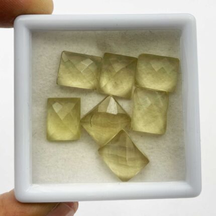 Natural Lemon Quartz Rectangle Checker Cut Loose Stone Lot 7 Pcs 10*12 MM 41 CT