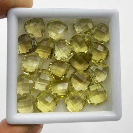 Natural Lemon Quartz Heart Briolette Cut Loose Stone Lot 27 Pcs 10 MM 90 CT