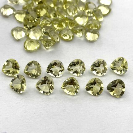 Natural Lemon Quartz Heart Cut Loose Gemstone Lot 53 Pcs 8 MM 82 CT