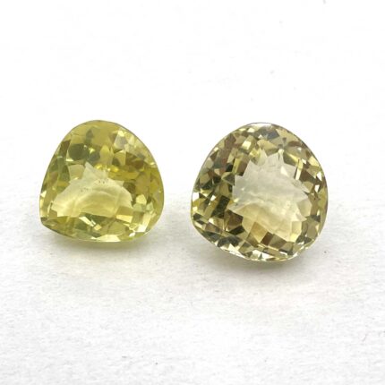 Natural Lemon Quartz Heart Checker Cut Loose Gemstone Lot 2 Pcs 15-16 MM 25 CT