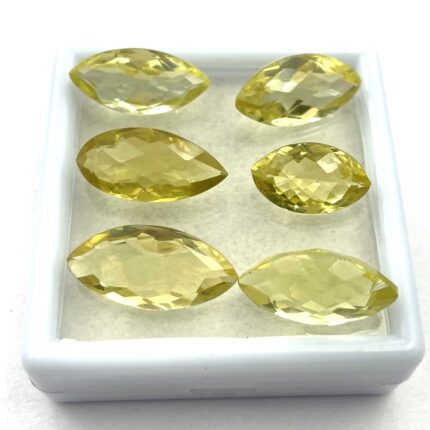 Natural Lemon Quartz Marquise Checker Cut Stone Lot 14 Pcs 9*15-10*24 MM 100 CT