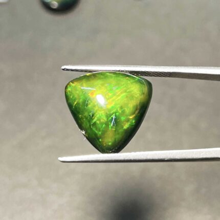 Natural  Black Ethiopian Opal Trillion Cabochon Gemstone 14.5x15x15 MM 6.5 CT