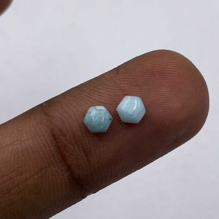 Natural Larimar Hexagon Cabochon Loose Gemstone Lot 2 Pcs 4 MM .67 CT