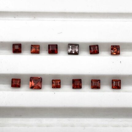 Natural Red Garnet Square Cut Loose Gemstone Lot 12 Pcs 2 MM 1 CT